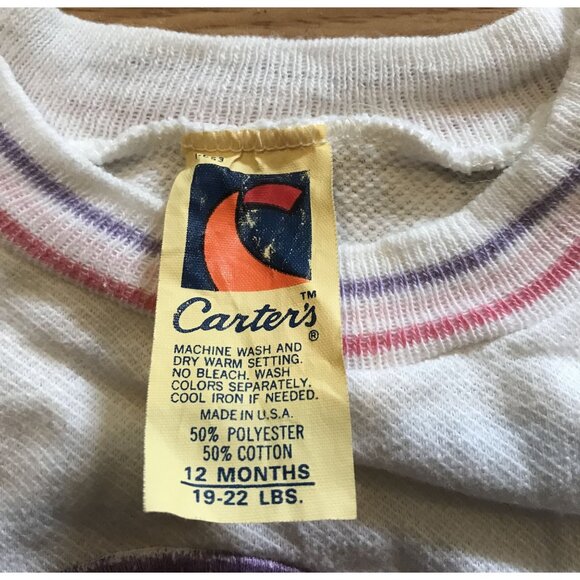 Vintage Carter's Baby Sweater Adorable Mouse & Mushroom Embroidered Design 12 Mt - Picture 2 of 6